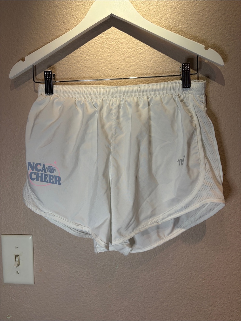 Varsity Cheer Women’s White NCA Lined Shorts Size Medium Cheerleader